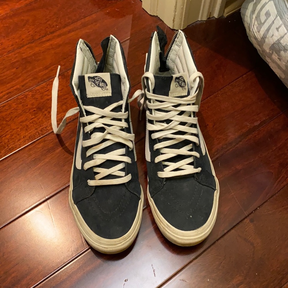 Navy suede high top vans
